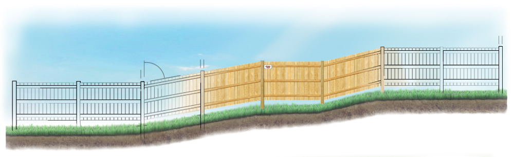 Custom fence design for uneven ground in Twin Cities, MN Minnesota