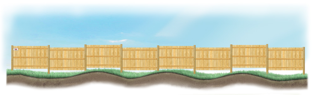 A stepped fence on sloped ground in Twin Cities, MN Minnesota